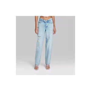 Women's High-Rise Foldover Straight Jeans - Wild Fable Size 17 NWT